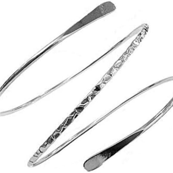 Silver Textured Multi Wrap Upper Armlet Arm Cuff Bracelet - NEW - Picture 4 of 4